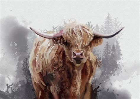 Watercolor Highland Cow Painting Highland Cow Art Print Art ...