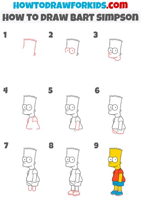 How To Draw Bart Simpson Step By Step Easy Drawing Bart Simpson ...