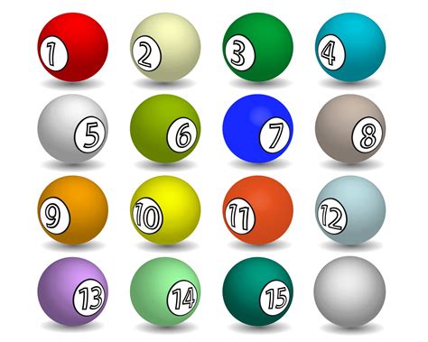 billiard balls of different colors with numbers on white background ...