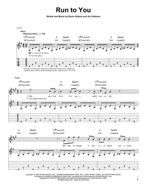 Run To You by Bryan Adams - Guitar Tab Play-Along - Guitar Instructor