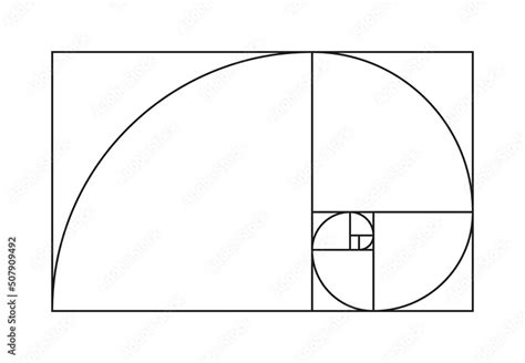 Golden ratio. Golden ratio spiral. Spiral of fibonacci. Section with ...