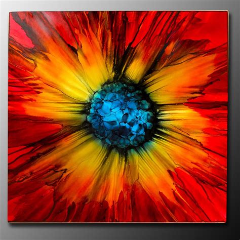 Abstract Red Sun Burst. | Modern art paintings, Art paintings for sale ...