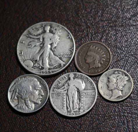 Old U.S. Coins Silver 5-Coin Set - Original Skin Coins