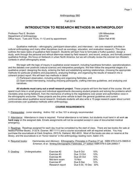 introduction to research methods in anthropology