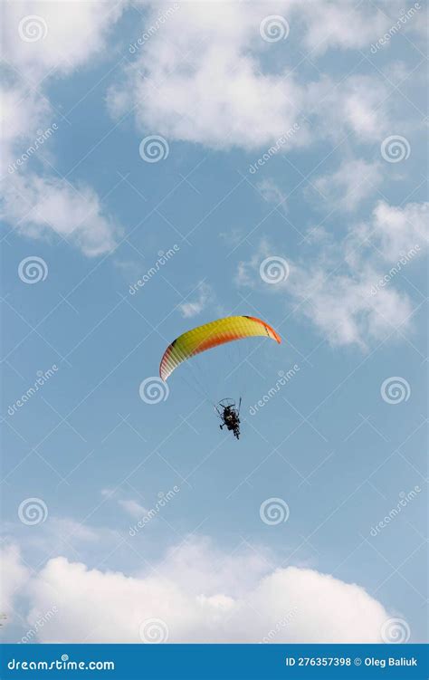 A Person Paragliding in a Sky on a Clear Day Stock Photo - Image of ...