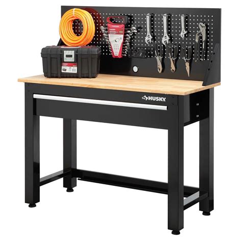 4 foot Solid Wood Top Workbench with Storage garage workshop basement ...