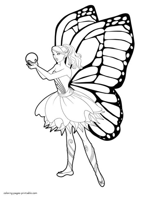 Coloring pages The Fairy Princess and Barbie Mariposa || COLORING-PAGES ...