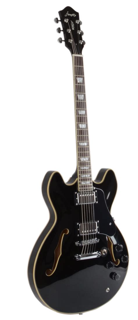 Firefly 338 Semi Hollow Body Guitar(Black Color) - Walmart.com