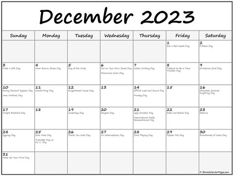 National Days In December 2023 – Printable Template Calendar