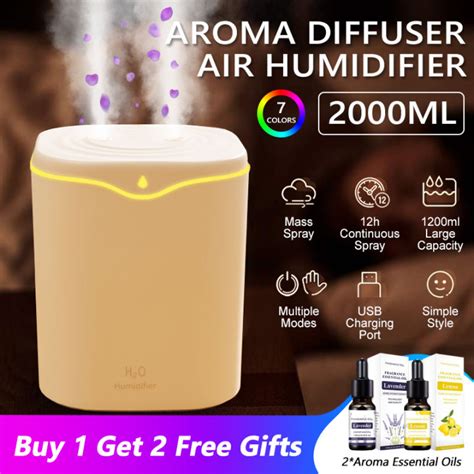 【Free Essential Oils】Air Humidifier 2L Large Capacity Original H2O ...