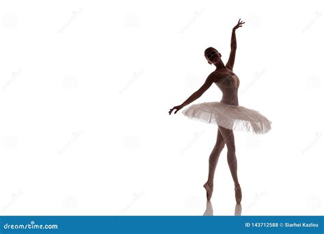 Woman Ballerina in White Pack Tutu Posing on White Background Stock ...