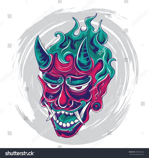 Japanese Demon Face Tattoo Design: เวกเตอร์สต็อก (ปลอดค่าลิขสิทธิ์ ...