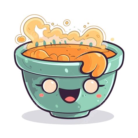 Tigela De Sopa De Desenho Animado Com Rosto Sorridente Clipart Vetor ...