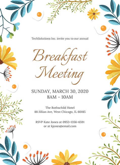 Breakfast Invitation Template Free