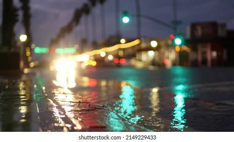 Cars Lights Reflection On Road Rainy Stock Photo 2149229433 | Shutterstock