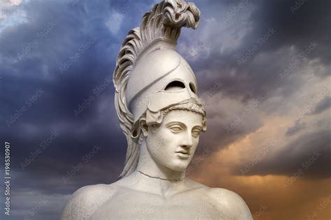 Statue of ancient Athens statesman Pericles. Head in helmet Greek ...