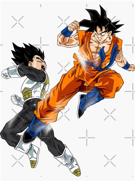 "goku and vegeta fighting" Sticker for Sale by angelusdark | Redbubble