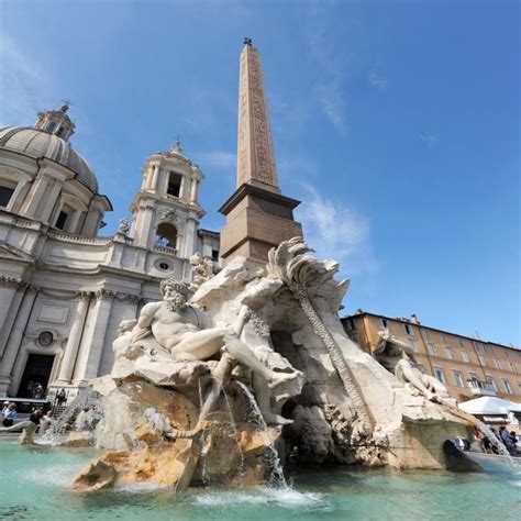 Italy, Rome Piazza Navona, the fountain of four rivers designed by G.L ...