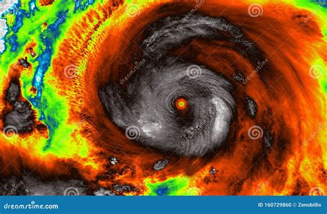 Infrared Imaging Map Of Super Typhoon. The Eye Of The Hurricane ...