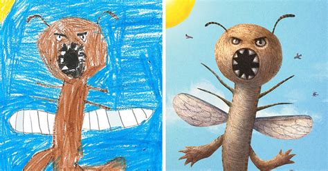 100+ Artists Redraw Kids' Doodles Of Scary Monsters In Their Own Unique ...