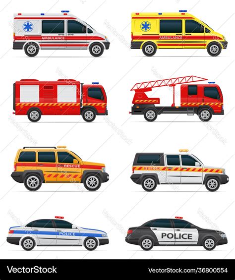 Vehicles various emergency and rescue services Vector Image