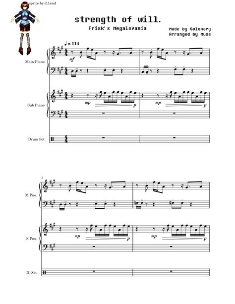 strength of will. Sheet music for Piano, Drum group (Mixed Trio ...