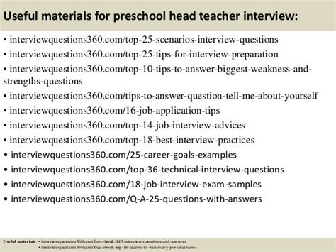 Top 10 preschool head teacher interview questions and answers