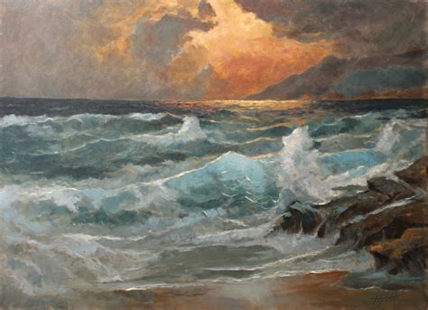 Eventide Sea and Waves - Oil Painting - Fine Arts Gallery - Original ...