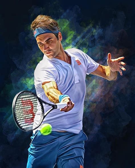 Roger Federer forehand. Digital artwork poster. Tennis., on ArtStation ...