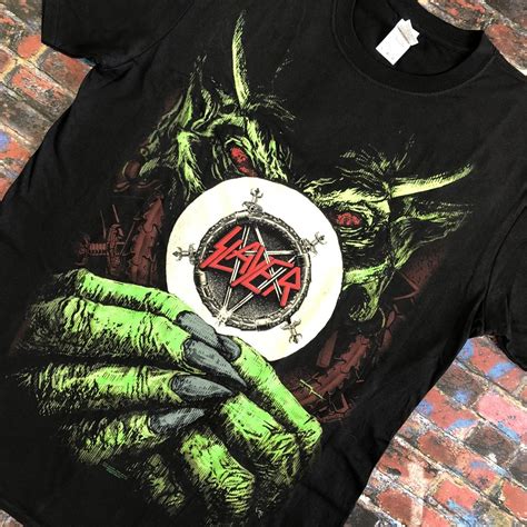 Slayer Demon Root of Evil Allover Print Black... - Depop