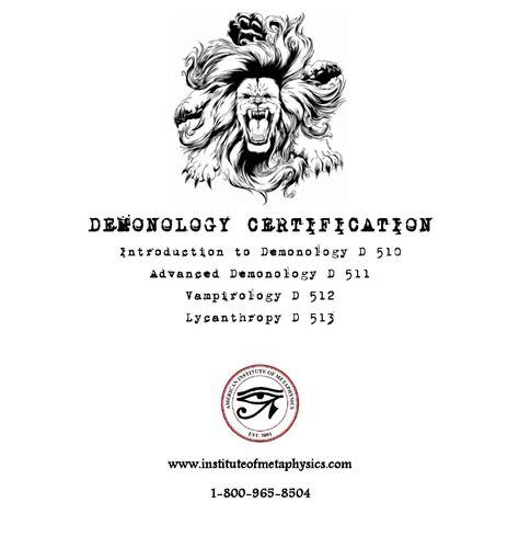 Demonology Certification Program www.instituteofmetaphysics.com ...