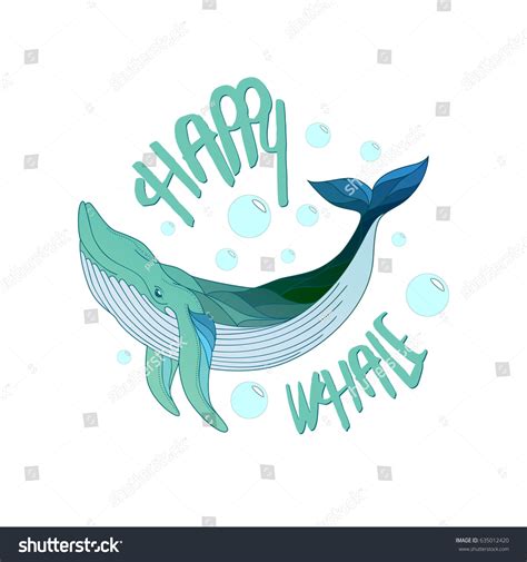 Happy Whale Vector Drawing Illustration Stock Vector (Royalty Free ...