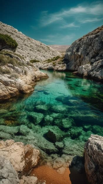 Premium AI Image | A clear blue lake in croatia