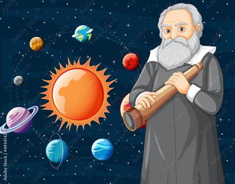 Portrait of Galileo Galilei in cartoon style Stock Vector | Adobe Stock