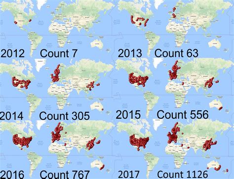 Tesla Supercharger map over the years 2012-2017 : r/teslamotors