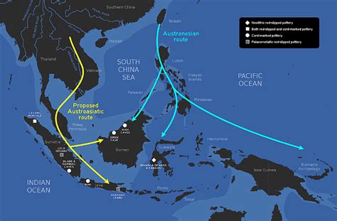 The proposed route of Austroasiatic and Austronesian migration into ...