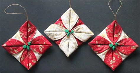 Sewing Tutorial: Folded Fabric Ornaments | Fabric christmas ornaments ...