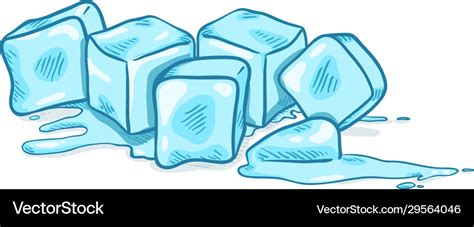 Cartoon - ice cubes melting Royalty Free Vector Image