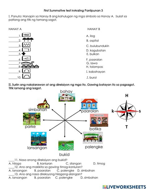 Summative test in araling panlipunan 3 worksheet | Summative test, 2nd ...