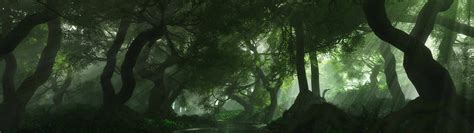 #multiple display, #forest, #river, #green | Wallpaper No. 311019 ...