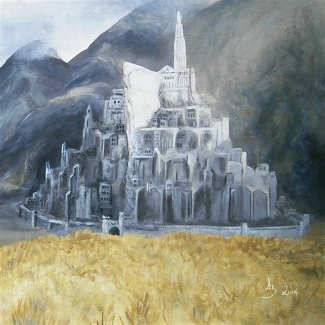 Minas Tirith, The White City Painting - Kingdom of Gondor Art Painting ...