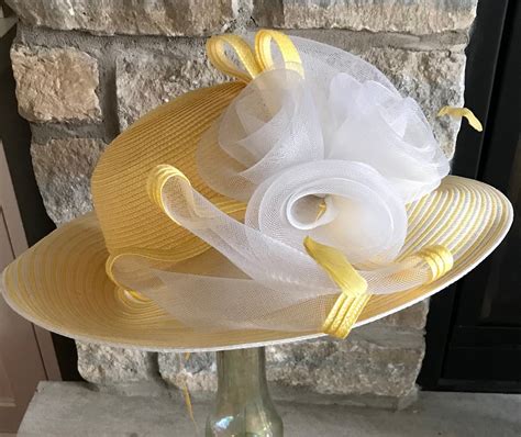 Gorgeous Yellow& white Carriage Driving Hat | Etsy