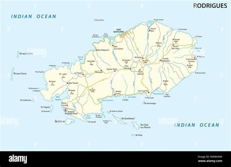 Rodrigues island road vector map Stock Vector Image & Art - Alamy