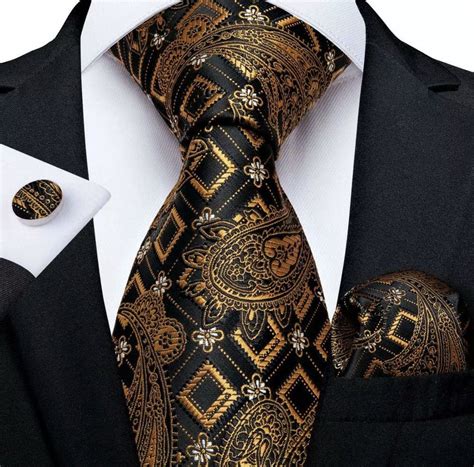 Men’s Silk Coordinated Tie Set - Luxury Gold and Black in 2021 | Silk ...