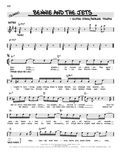 Bennie And The Jets By Elton John - Digital Sheet Music For Real Book ...