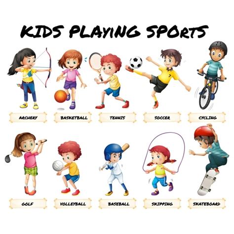 Premium Vector | Kids playing sports