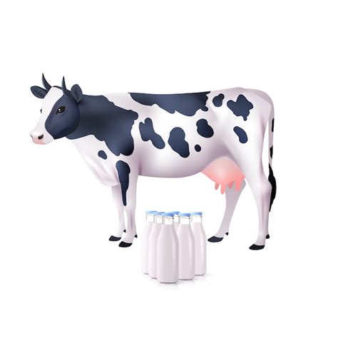 Free Vector | Cow And Milk Bottles