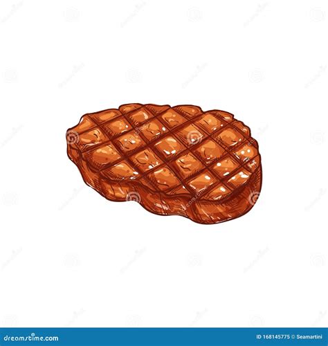 Cooked Barbecue Steak Icon, Grilled Meat Stock Vector - Illustration of ...