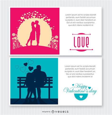 2 Valentine's Postcards Vector Download