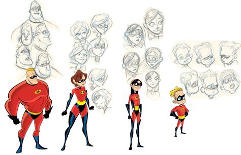 Los increibles | Pixar character design, Character design sketches ...